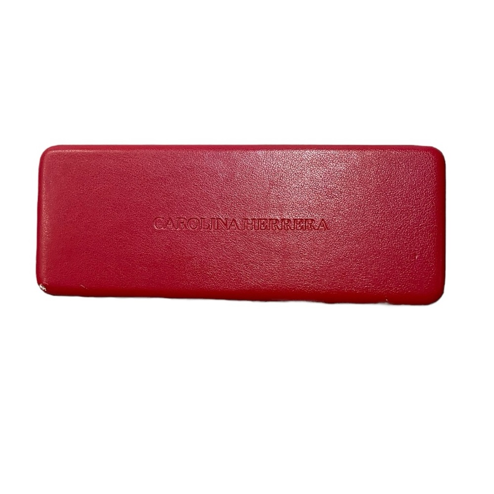 👜 Carolina Herrera‎ Red Leather Glasses Case 👓 Logo Hard Sunglasses Holder - Picture 4 of 4